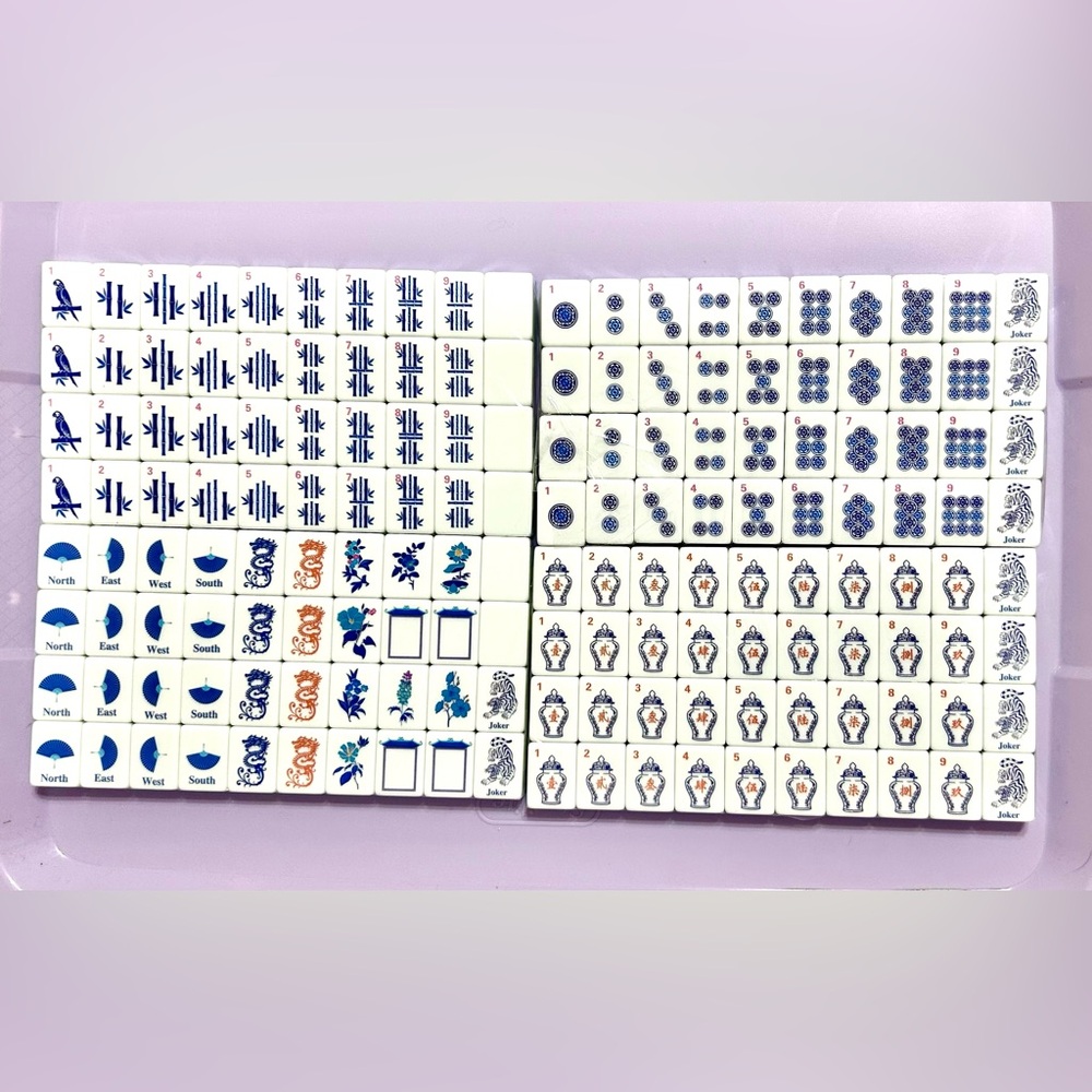 American Mahjong Tile Set Blue Chinoiserie - Picture 4 of 5